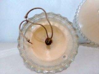 Vintage Ceiling Light Fixture Mid - Century Modern Pink & Clear Beaded Edge 3 Of 3 4