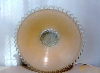 Vintage Ceiling Light Fixture Mid - Century Modern Pink & Clear Beaded Edge 3 Of 3 5