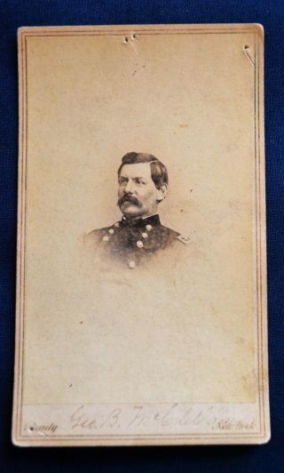 Cdv,  Civil War General Geo.  B.  Mcclellan By Photographer Matthew Brady