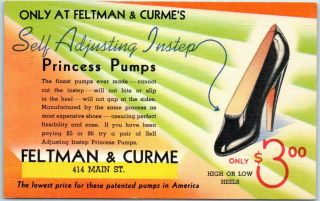 Racine,  Wisconsin Linen Advertising Postcard Feltman & Curme Shoe Store 1938