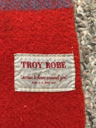 Vintage Troy Robe Wool Plaid Stadium Blanket Lap Robe 52 X 64 Car Throw Fringed 2