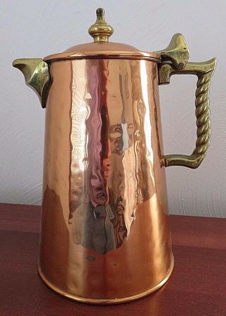 Color Craft Hammered Copper & Brass Coffee Pot Pitcher W/ Hinged Lid 9.  25 "