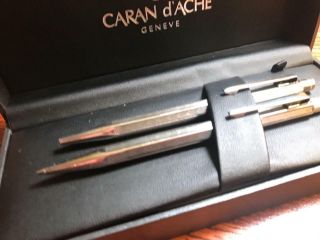 Caran D’ache Silver Ballpoint Pen And Pencil Set 2 Pens For One Bid
