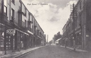 Criccieth - High Street With Chemist Shop By M.  Thomas