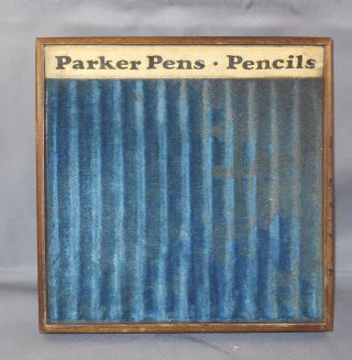 Parker Small Oak Pen Tray - - - 7 - X 7 - - Blue Colored - - Holds 12 Pens