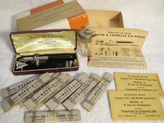 Model A Thayer & Chandler Artist Air Brush With Case Instructions Needles Parts