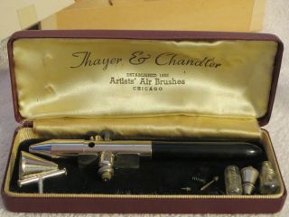 Model A Thayer & Chandler Artist Air Brush with Case Instructions Needles Parts 2