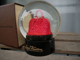 Auth Louis Vuitton Snow Globe Dome Novelty Object Alma Red Glass Rare 2871p