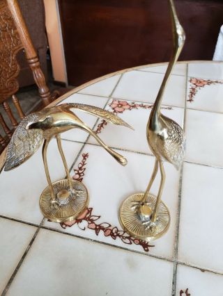 Estate Find Vtg Brass Figurines Set Of 2 Birds Egret Heron Cranes Decor Statues