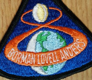 Nasa Apollo 8 Patch Viii Rare Vintage Crew Astronaut Mission Borman Lovell Aders