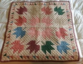 Handmade Quilt Maple Leaf Calico Fabrics Hand Quilted Throw 45×45 " (30