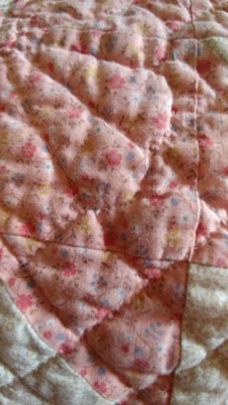 Handmade Quilt Maple Leaf Calico Fabrics Hand Quilted Throw 45×45 