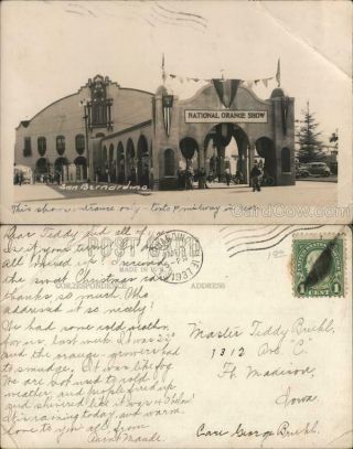 1937 Rppc San Bernardino,  Ca National Orange Show California Real Photo Post Card