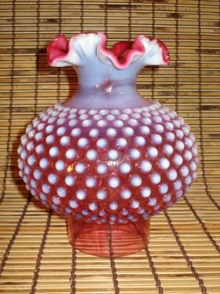 Cranberry Hobnail Opalescent Shade - Fenton - 3 " Fitter