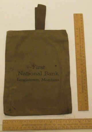 First National Bank - Lewistown,  Montana - Canvas,  Zipper Top Deposit Bank Bag