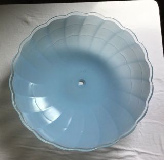 Vintage Large Light Blue Glass Ceiling Shade,  Saucer,  Scalloped Edges,  14”
