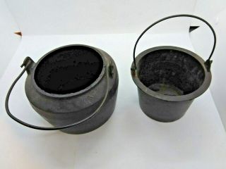 Vintage Cast Iron Oew 2 Pc Smelting Pot Melting Lead Glue Pot Cauldron