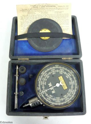Vintage Herman H.  Sticht Model " J " Hand Tachometer Rpm Machinist Gauge