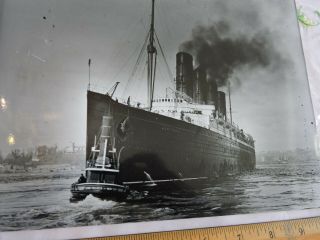 1915 Darkroom 8x10 Print Of Ss Lusitania Ocean Liner Steamship Nyc York City