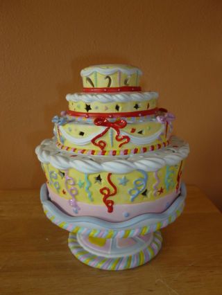 Partylite Celebration Cake Birthday Ceramic Tealight Holder No.  P7326 Nib