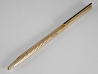 S.  T.  Dupont Classic Gold Plated Pinstripe Black Clip Ballpoint Pen