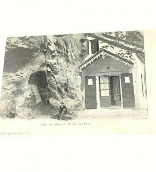 Postcard St Maurice Grotte Des Fees Cave Man House Seat Unposted Vtg 46