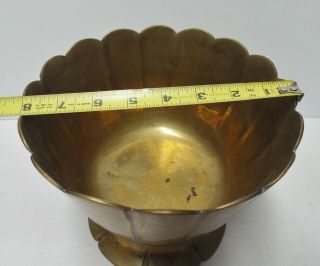 Vintage Old Solid Brass Footed Bowl Scalloped Edge Floral Planter Fruit Bowl 2
