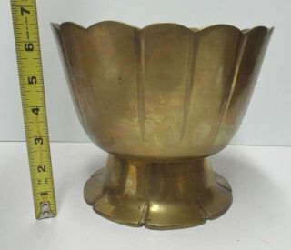 Vintage Old Solid Brass Footed Bowl Scalloped Edge Floral Planter Fruit Bowl 5