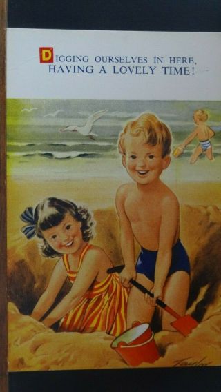 Bamforth Seaside Kiddy Comic Postcard: Swimming,  Bucket & Spade Theme