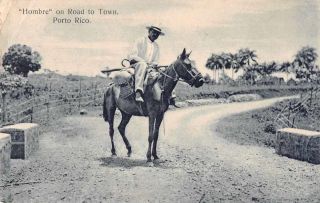 Porto Rico Hombre On Road To Town Horse Riding Vintage Postcard Jg236539