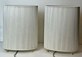 White String Wrapped Oval Accent Table Lamps 12 " Tall