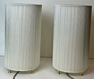 White String Wrapped Oval Accent Table Lamps 12 