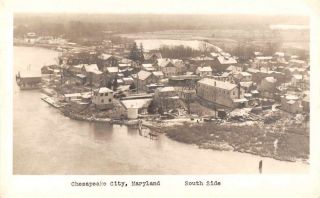 Chesapeake City Maryland South Side Aerial View Real Photo Postcard Jg236501