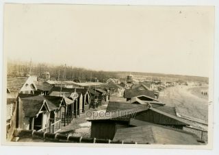 Pre Ww2 1932 Photograph China Tsingtao Strand Beach Cabana Panoramic Sharp Photo