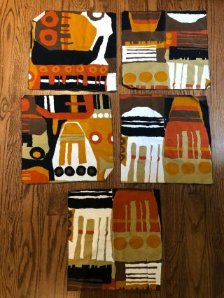 Vintage Abstract Brutalist Graphic Napkins Earth Tone Decor 50s 60s Linens