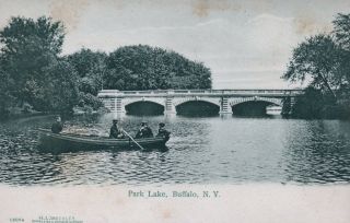Rare 1900s Park Lake Buffalo Ny Unposted Postcard Undivided Hl Woehler Germany