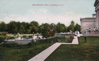 Rare 1900s Delaware Park Buffalo Ny Unposted Postcard Divided - Gorgeous Color