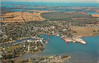 Vintage Postcard Air View St.  Michaels Md Chesapeake Bay Talbot County Unposted