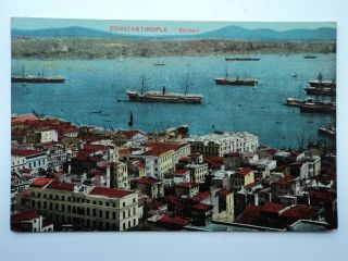 Vintage Colour Pc Constantinople - Scutari.  Turkey.  Unposted.  Ships In Bay.