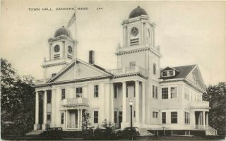 1930s Lithograph Postcard; Town Hall,  Danvers Ma Essex County Unposted