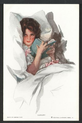 Harrison Fisher “luxury” R&n Un - Numbered Variant Glamour Girl Reading In Bed Ex