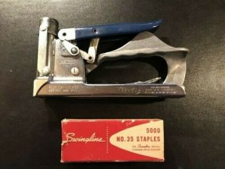 Vintage Hansco Stapler 35 And 1 Box Of Swingline No.  35 Standard Staples -