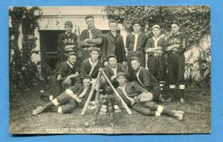 Rppc 1919 Excelsior Union High School Baseball Players Norwalk Ca W/ Pitbull