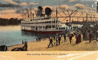 B87/ Steamships Ship Riverboat Postcard 1913 Clinton Iowa Steamer Landing 17