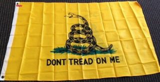 Yellow Gadsden Dont Tread On Me Flag With Pin Double Sided Polyester 3 X 5 Foot