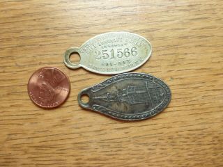 2 Vintage Nickel Brass Key Fobs Return If Lost With Serial Numbers
