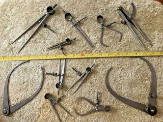 Vintage L.  A.  Starrett Co.  And ??? Dividers And Calipers