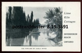 3691 - Iverhuron Beach Ontario Postcard 1910s Lime Klin Cottages By Leslie