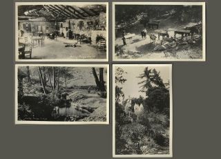 4 Antique Real Photo Postcards Valley Forge Lodge San Gabriel Mt California Rppc