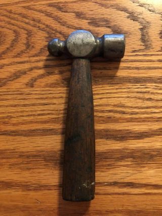 Vintage 10 Oz Unbranded Ball Peen Hammer & 6 3/4 " Hickory Handle